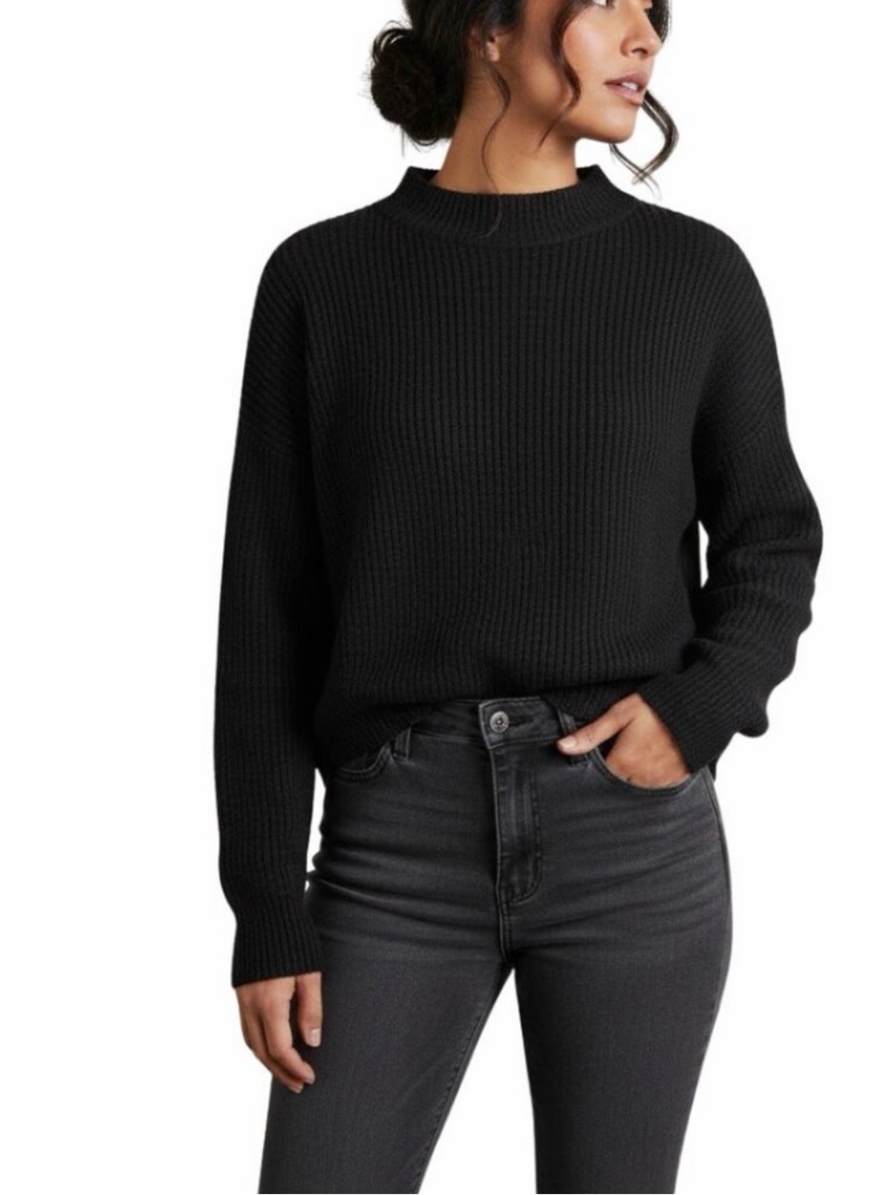 Pinque Aliza Mock Neck Sweater - Black - XS